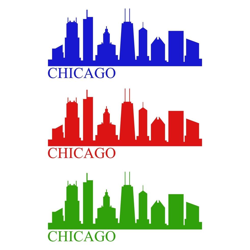 Chicago Skyline auf weißem Hintergrund dargestellt vektor