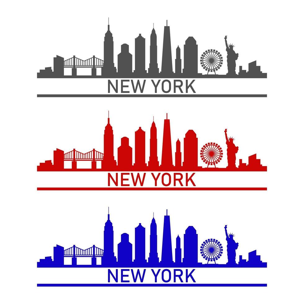 new york skyline illustrerad på vit bakgrund vektor
