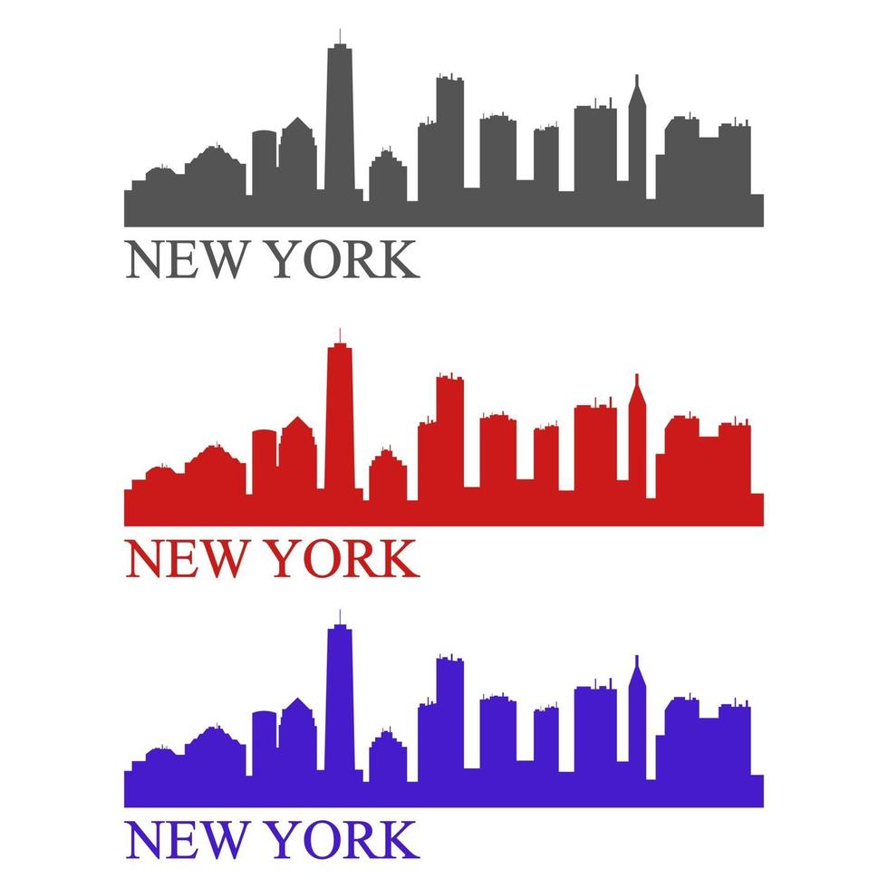 Skyline von New York auf weißem Hintergrund dargestellt vektor