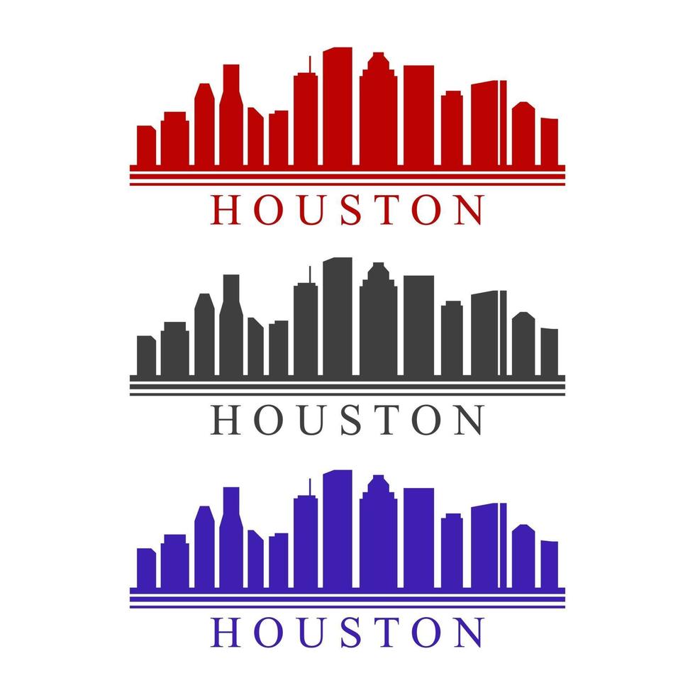 Skyline von Houston auf weißem Hintergrund dargestellt vektor