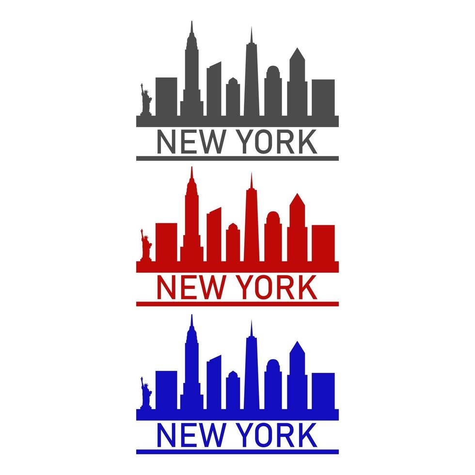 new york skyline illustrerad på vit bakgrund vektor
