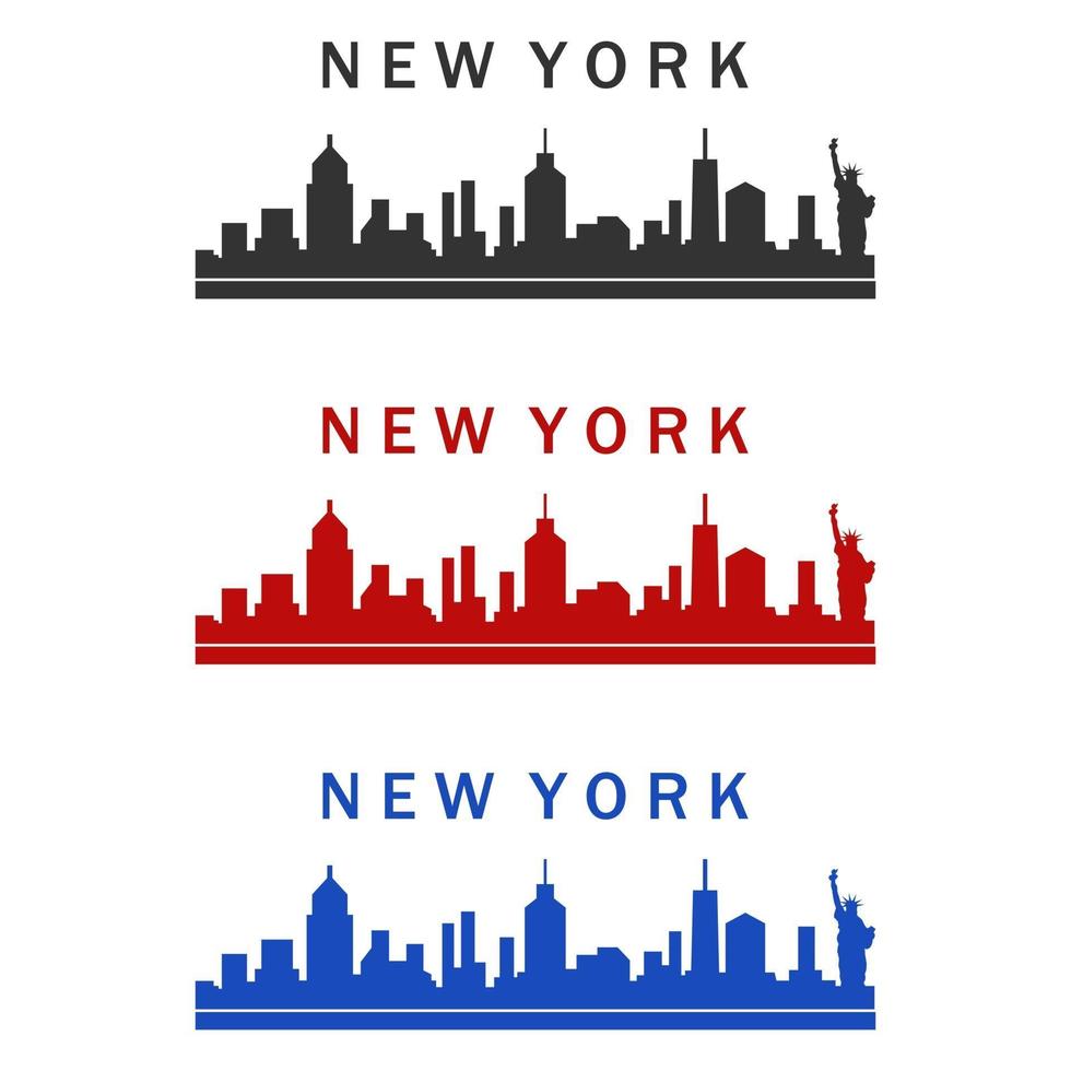 Skyline von New York auf weißem Hintergrund dargestellt vektor