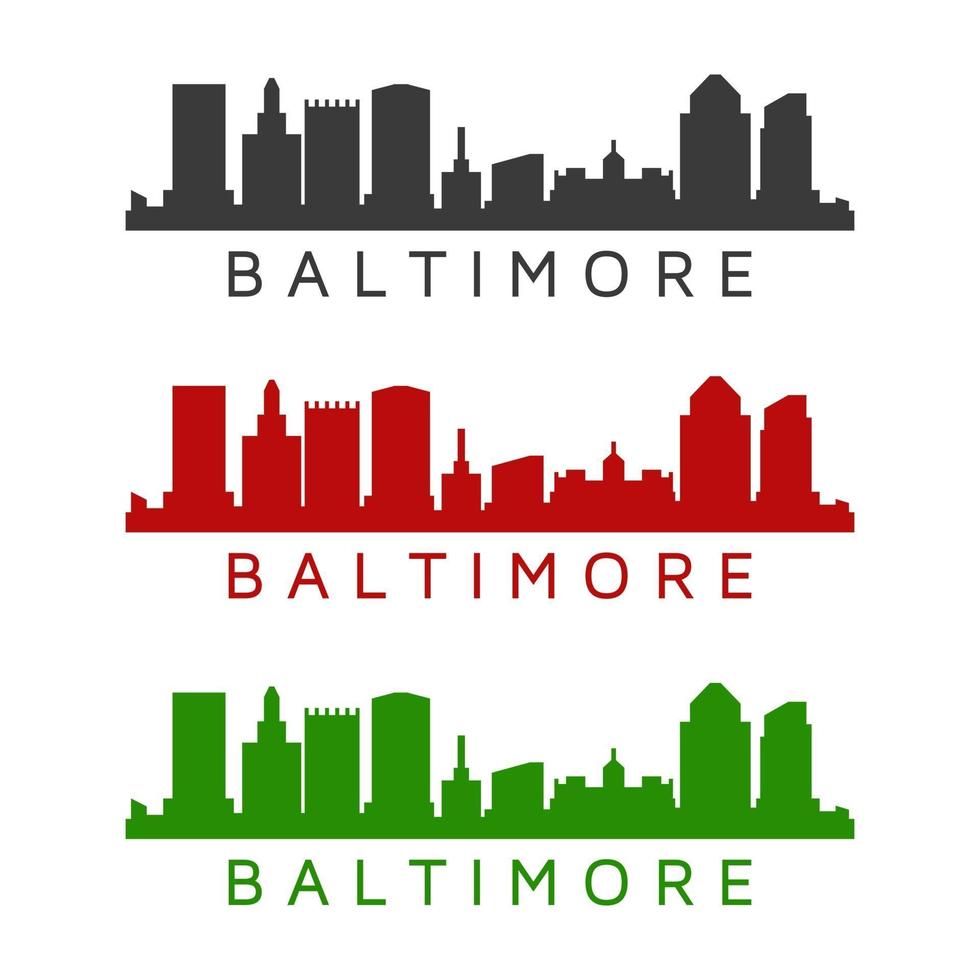 Baltimore skyline illustrerad på en vit bakgrund vektor