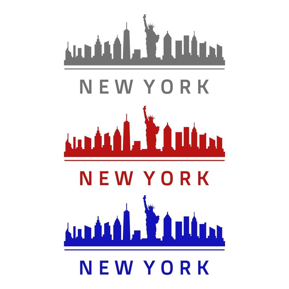 Skyline von New York auf weißem Hintergrund dargestellt vektor