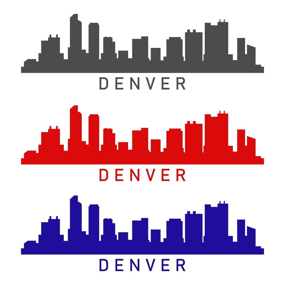 Denver skyline illustrerad på en vit bakgrund vektor