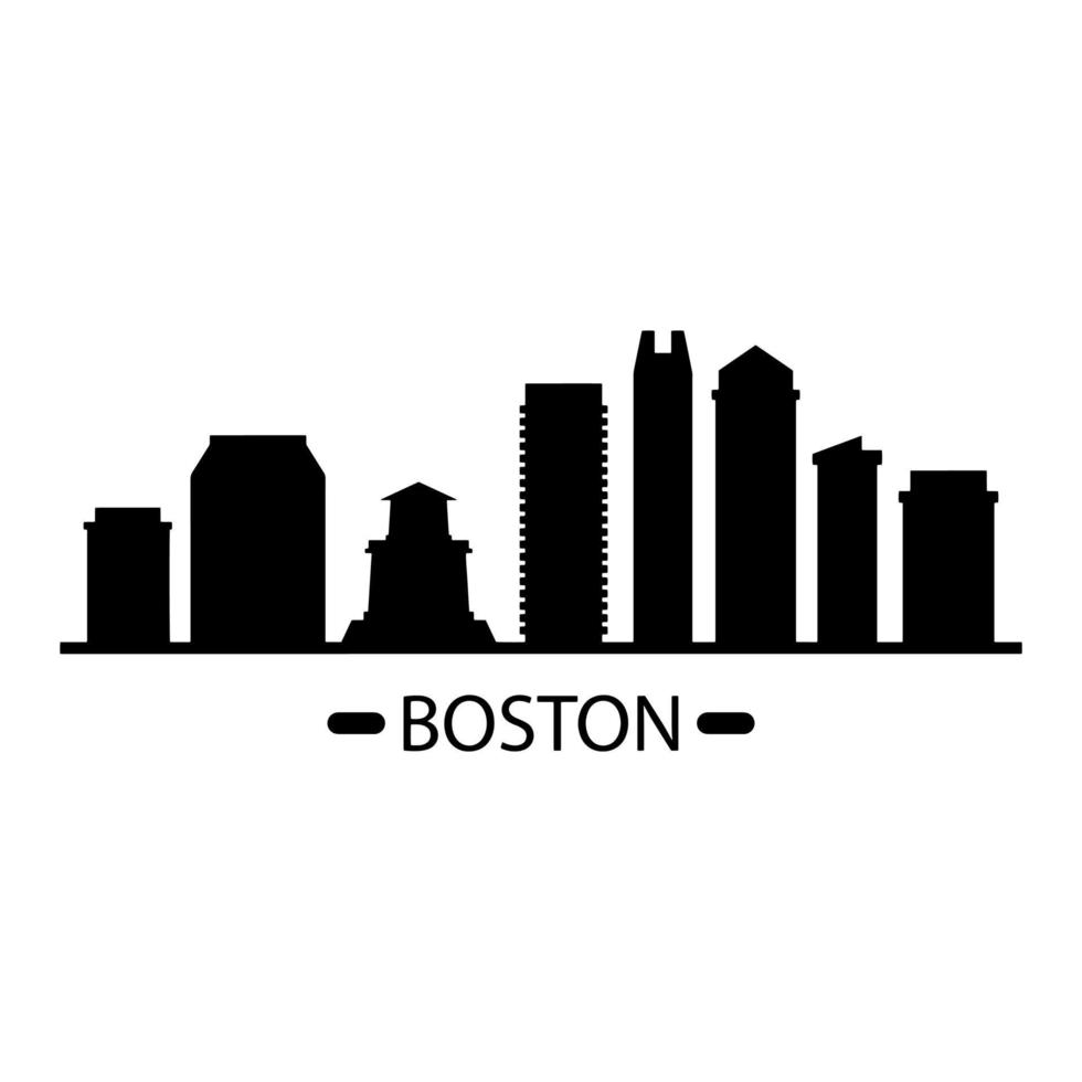 Skyline von Boston auf weißem Hintergrund dargestellt vektor