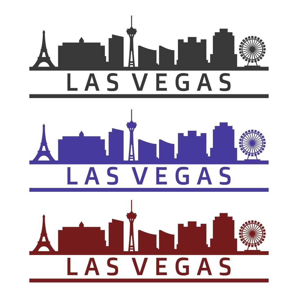 Skyline von Las Vegas auf weißem Hintergrund dargestellt vektor
