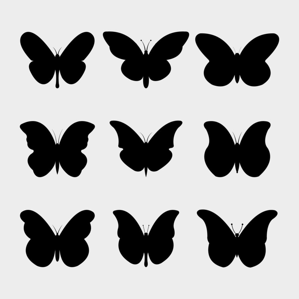 uppsättning fjärilar illustrerade på vit bakgrund vektor