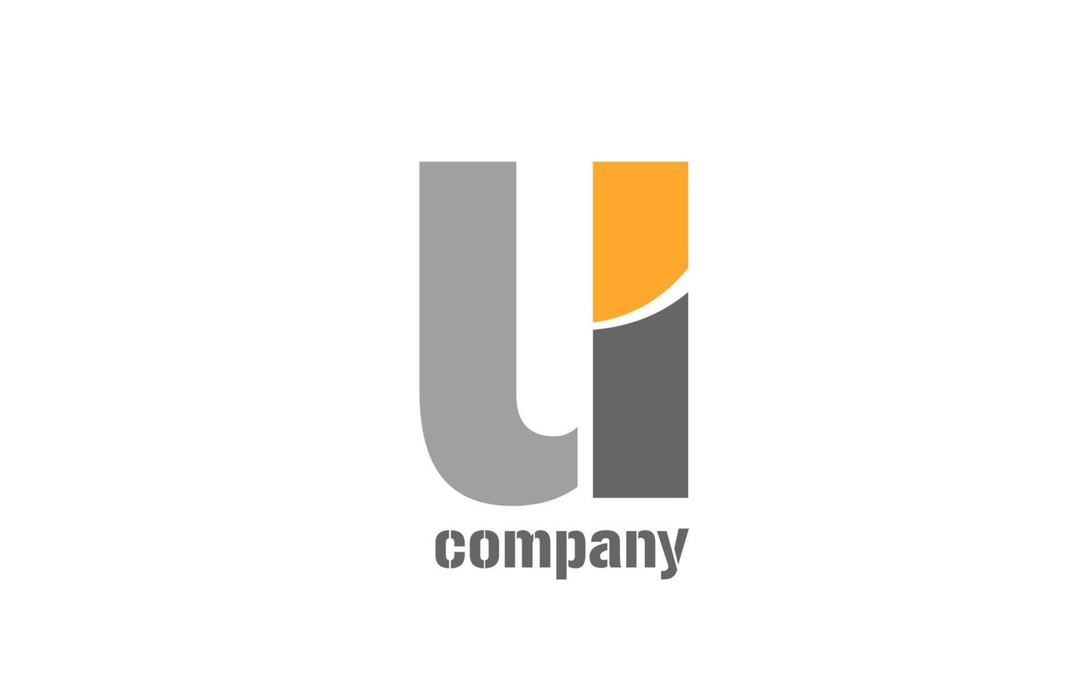 Gelbe und graue u-Alphabet-Logo-Design-Ikone für Unternehmen vektor