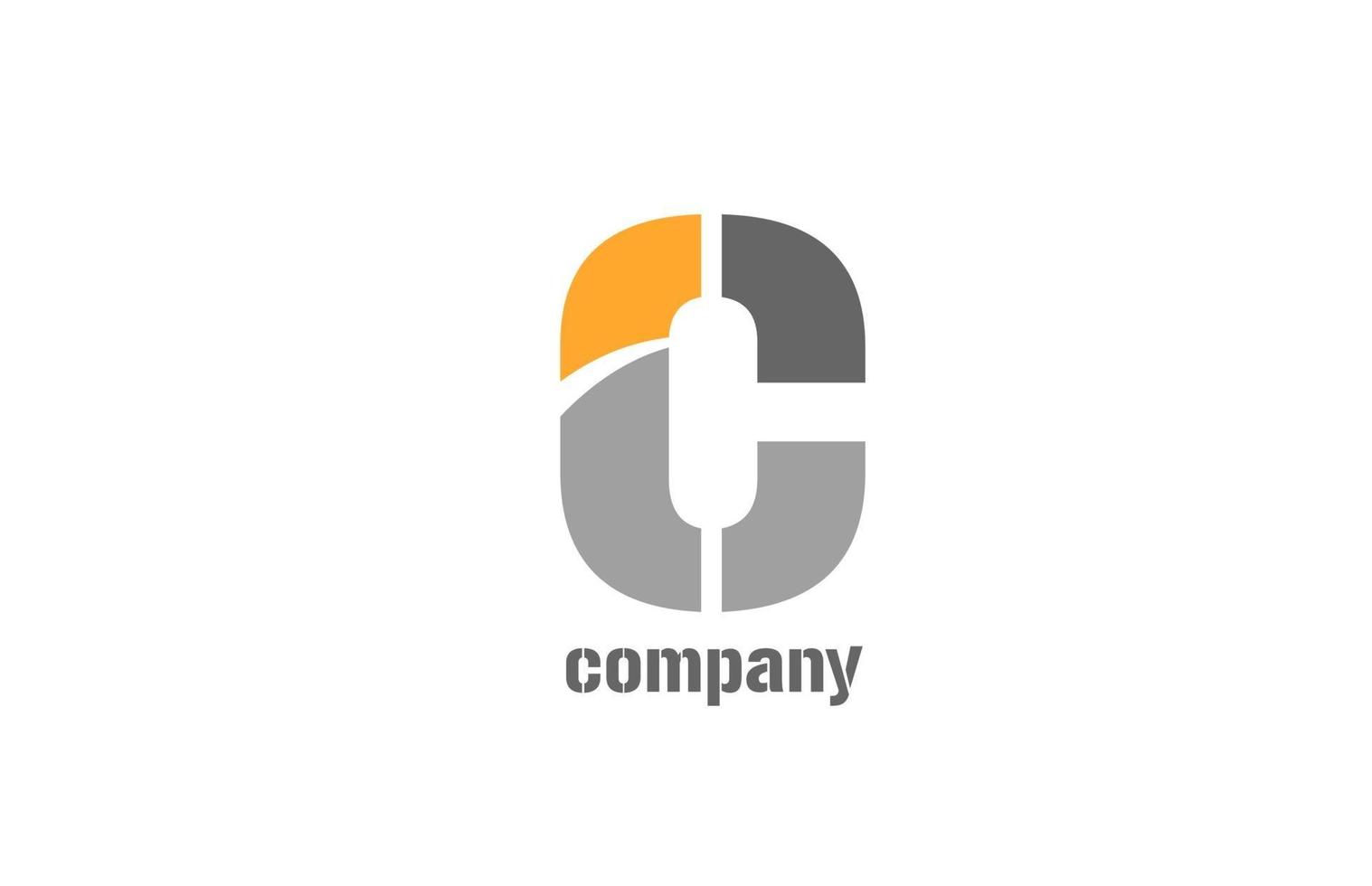 gelbes und graues c-Alphabet-Logo-Design-Symbol für Unternehmen vektor
