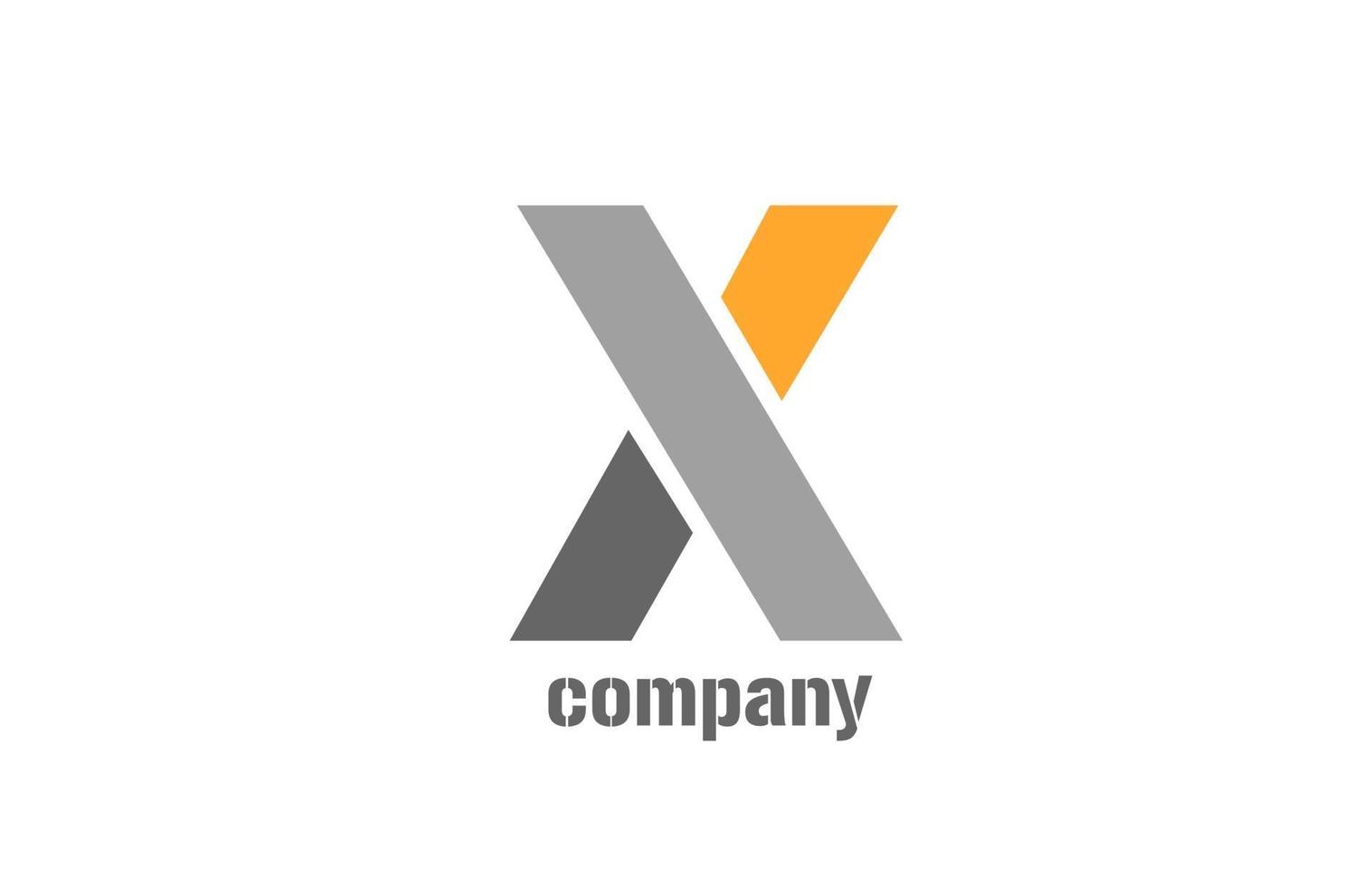 gelbes und graues x Alphabet-Logo-Design-Symbol für Unternehmen vektor