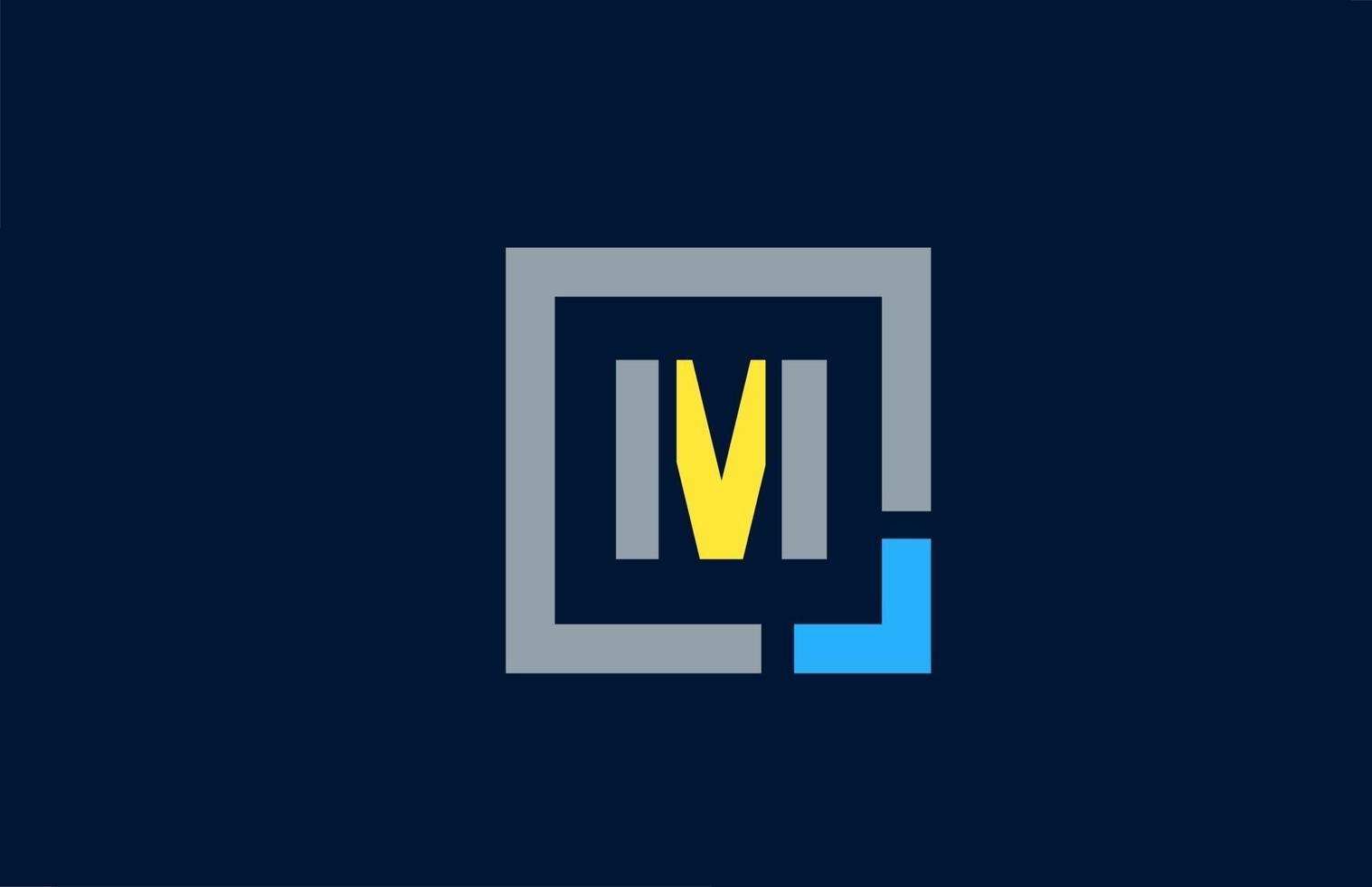 blauer gelber Buchstabe m Alphabetlogo-Designikone für Geschäft vektor