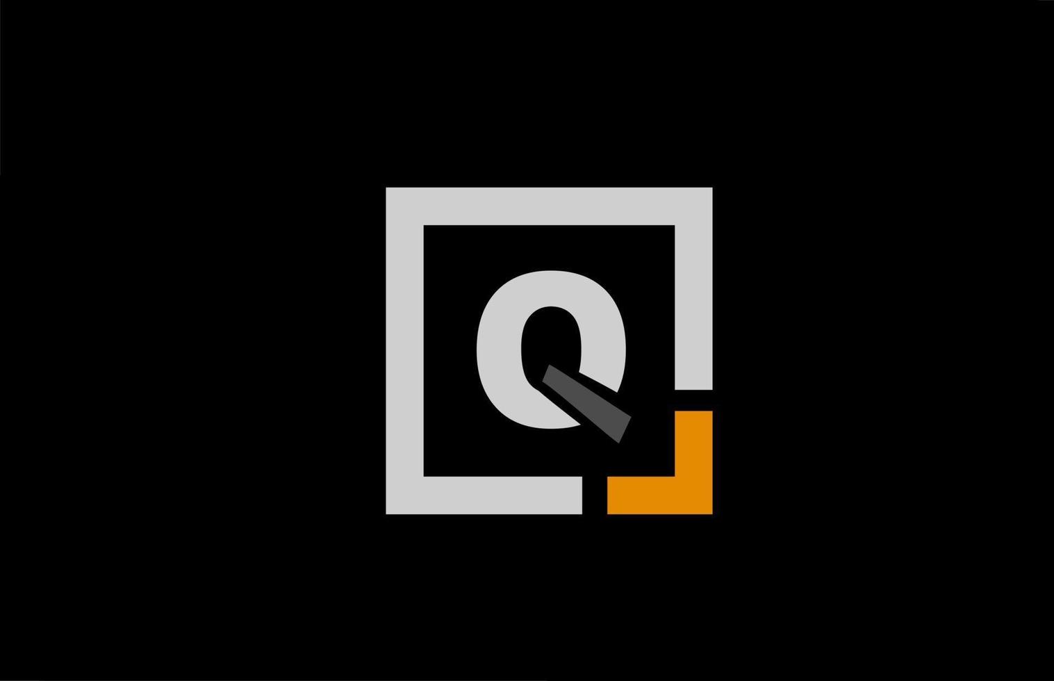 svart vit orange fyrkantiga bokstäver alfabetet logotyp design ikon för företaget vektor