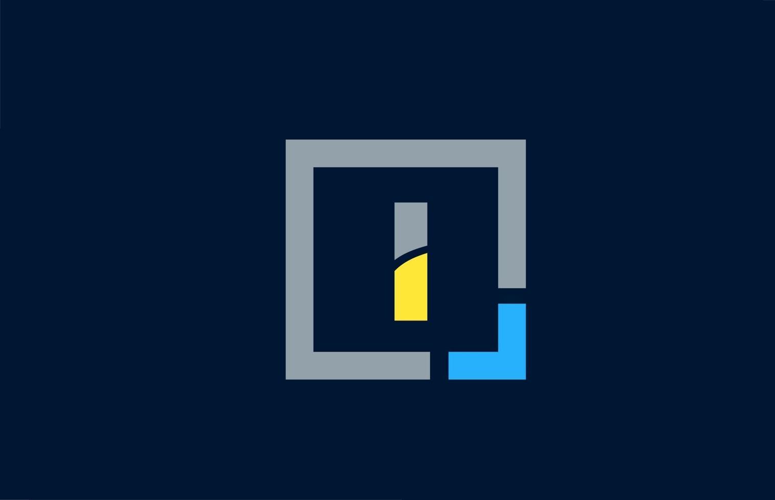 blauer gelber Buchstabe i Alphabet-Logo-Designikone für Geschäft vektor