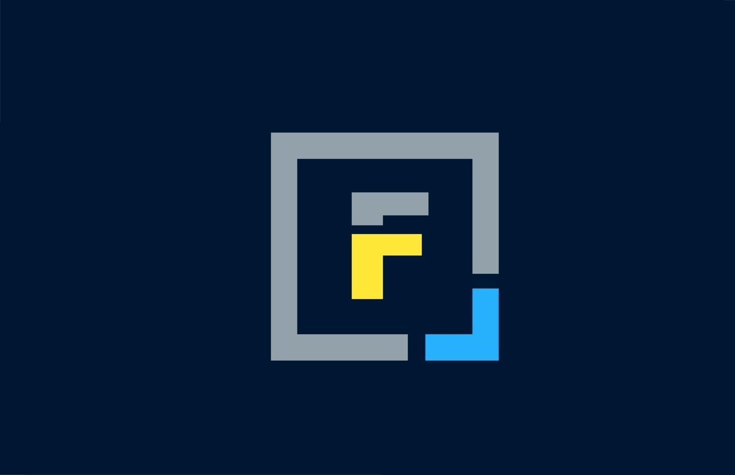 blauer gelber Buchstabe f Alphabetlogo-Designikone für Geschäft vektor