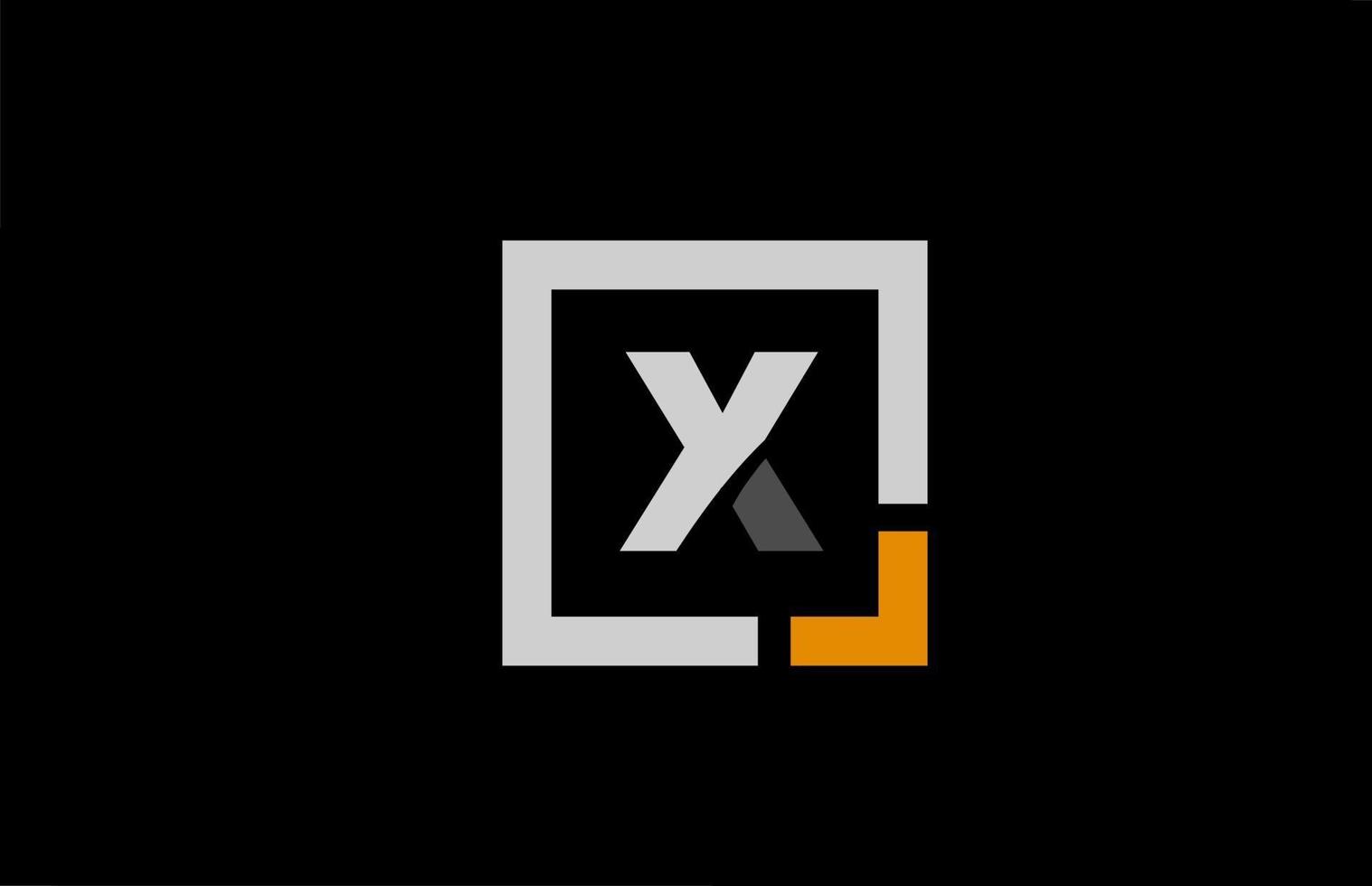 svart vit orange fyrkantiga bokstäver alfabetet logotyp design ikon för företaget vektor
