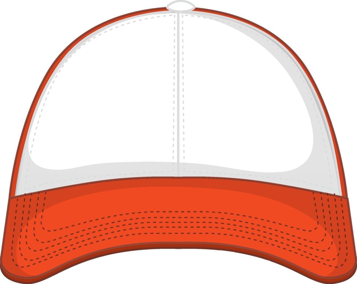 Vorderseite der weißen, orangefarbenen Baseballmütze isoliert vektor