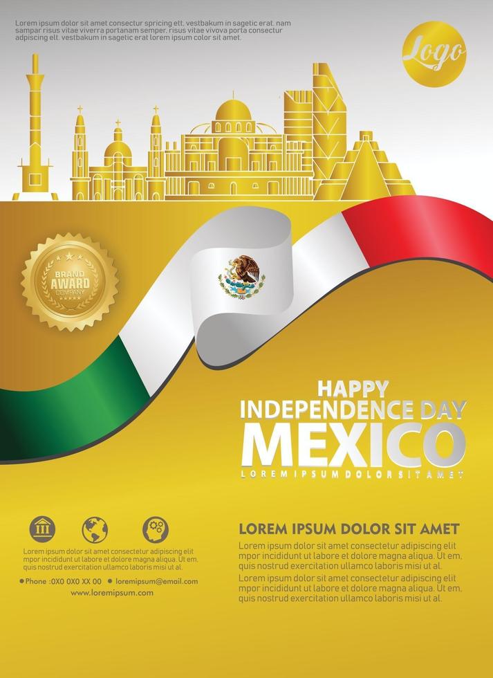 mexiko glücklicher unabhängigkeitstag hintergrundvorlage vektor