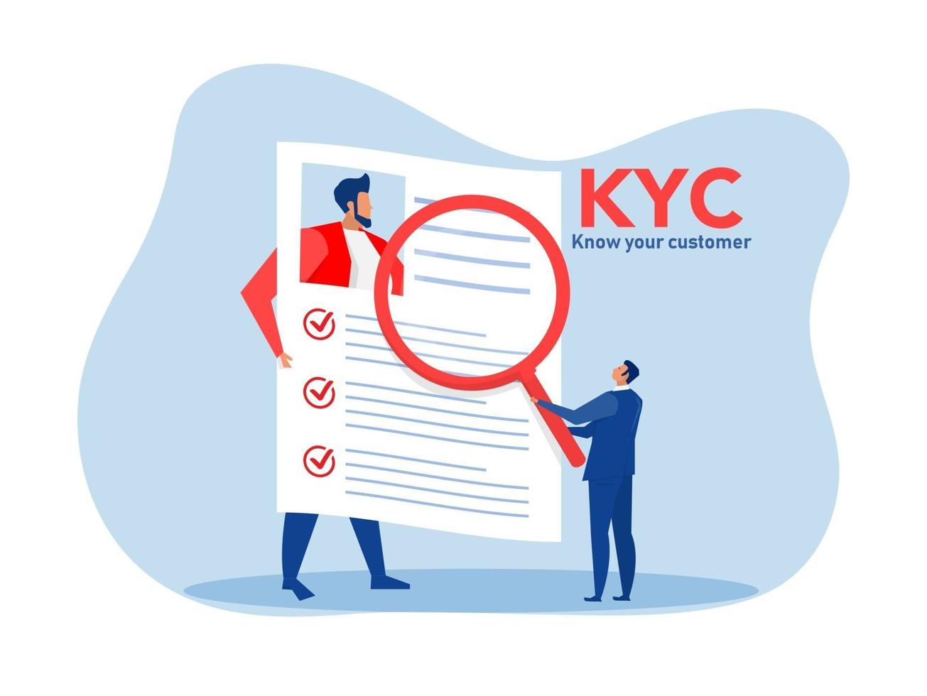 kyc oder kennen Sie Ihren Kunden mit Unternehmen, um die Identität zu überprüfen vektor