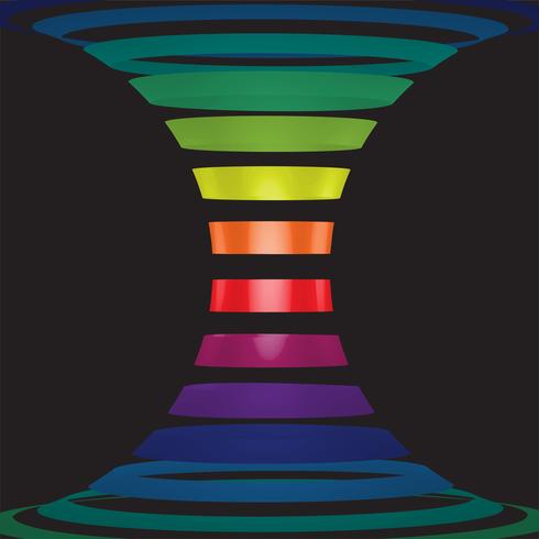 Färgglada linjer i 3D på svart bakgrund, vektor illustration
