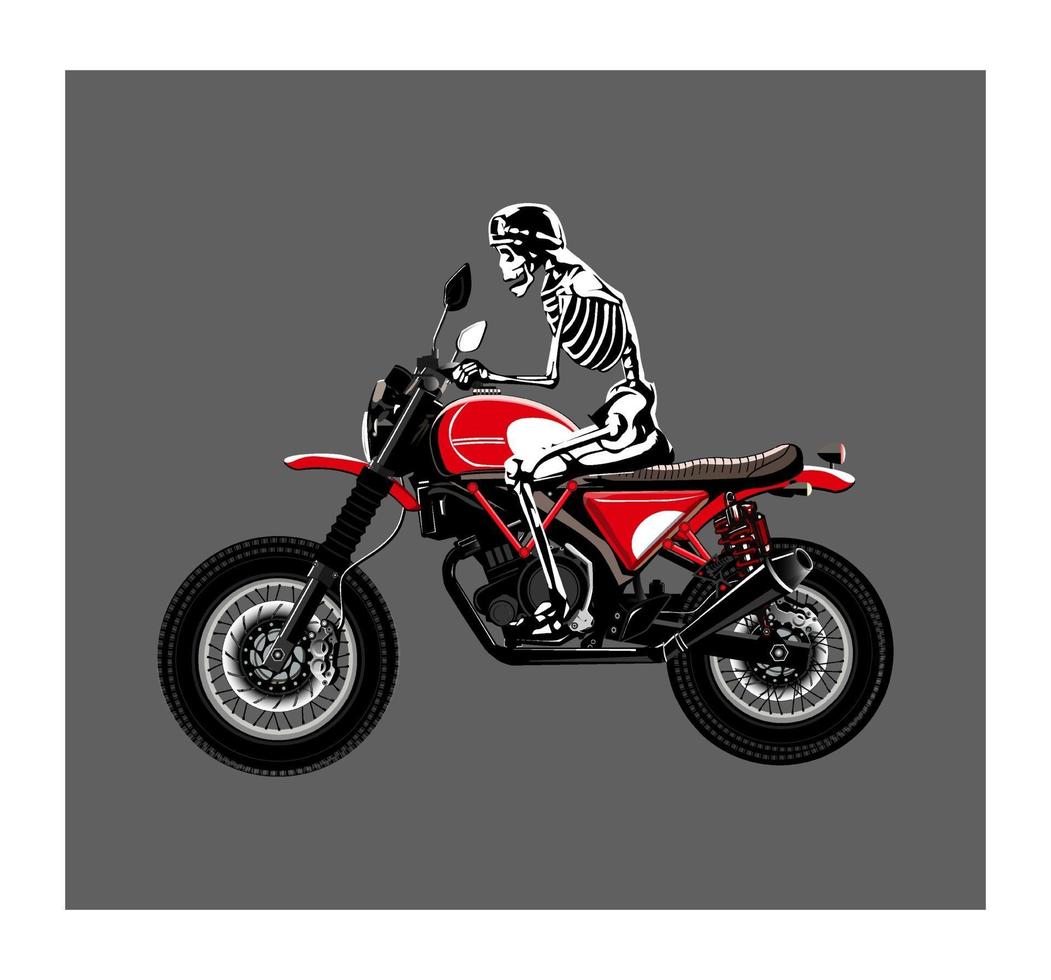 vektorbild av klassisk motorcykel illustration i röd och svart färg vektor