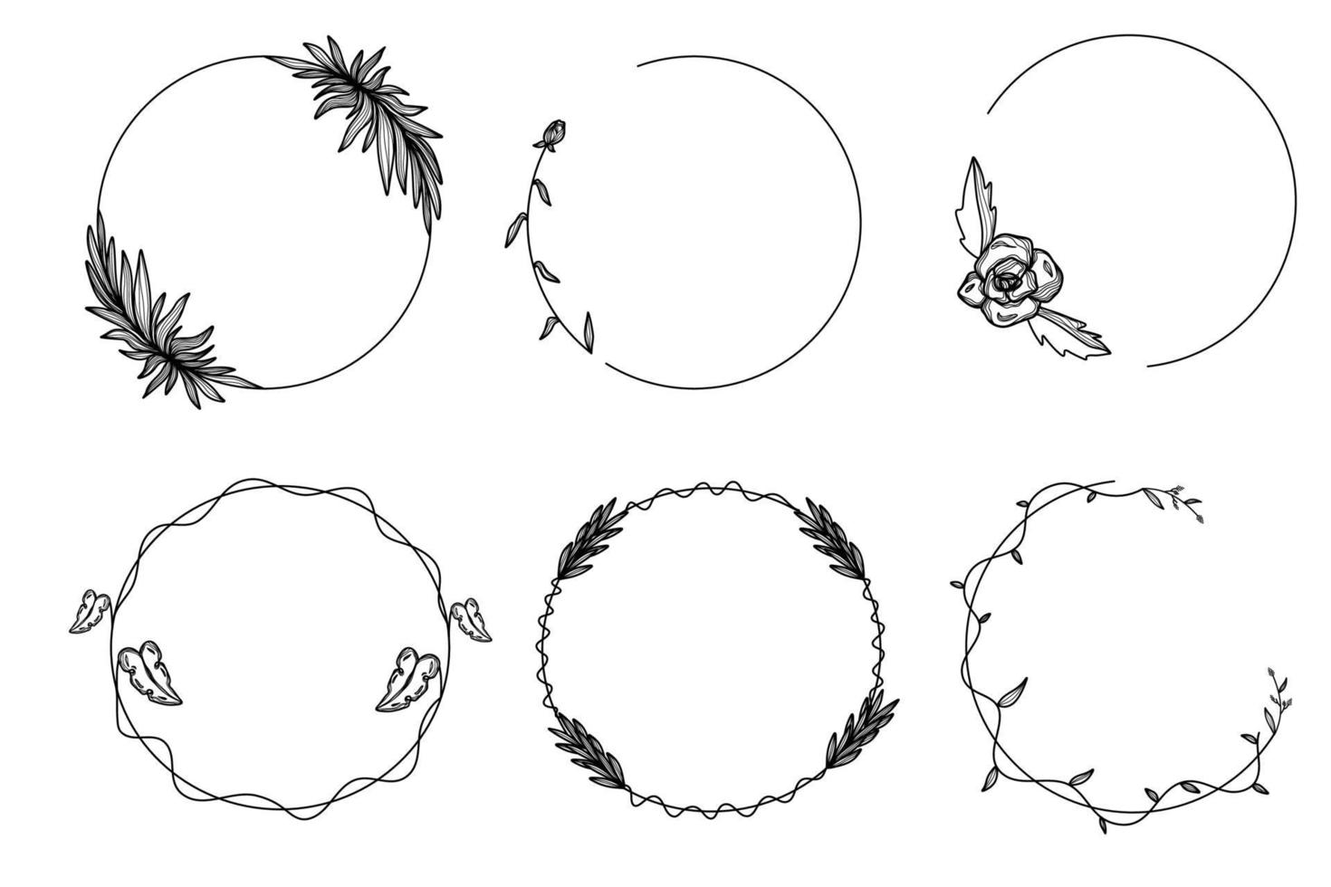 verschiedene handgezeichnete geometrische florale Rahmen gesetzt vektor