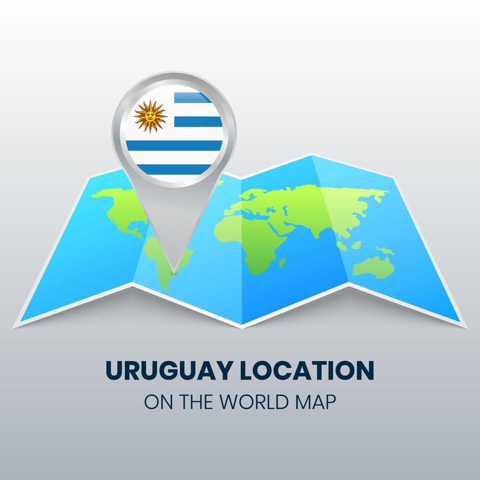 Standortsymbol von Uruguay auf der Weltkarte, runde Pin-Symbol von Uruguay vektor