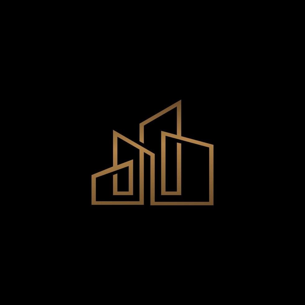 minimalistische Gebäudelogo-Immobilien mit geometrischem Umriss vektor