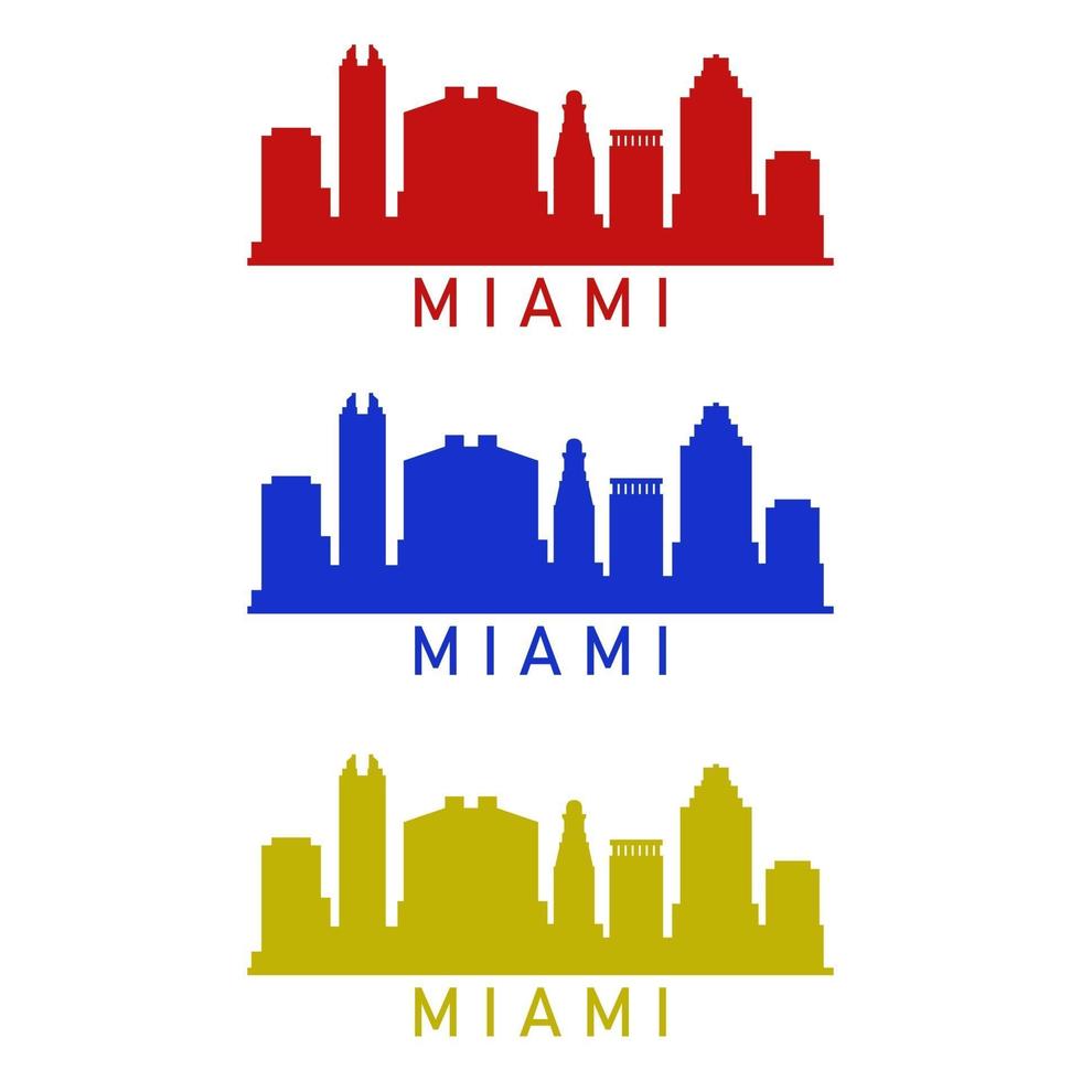 Miami skyline illustrerad på vit bakgrund vektor