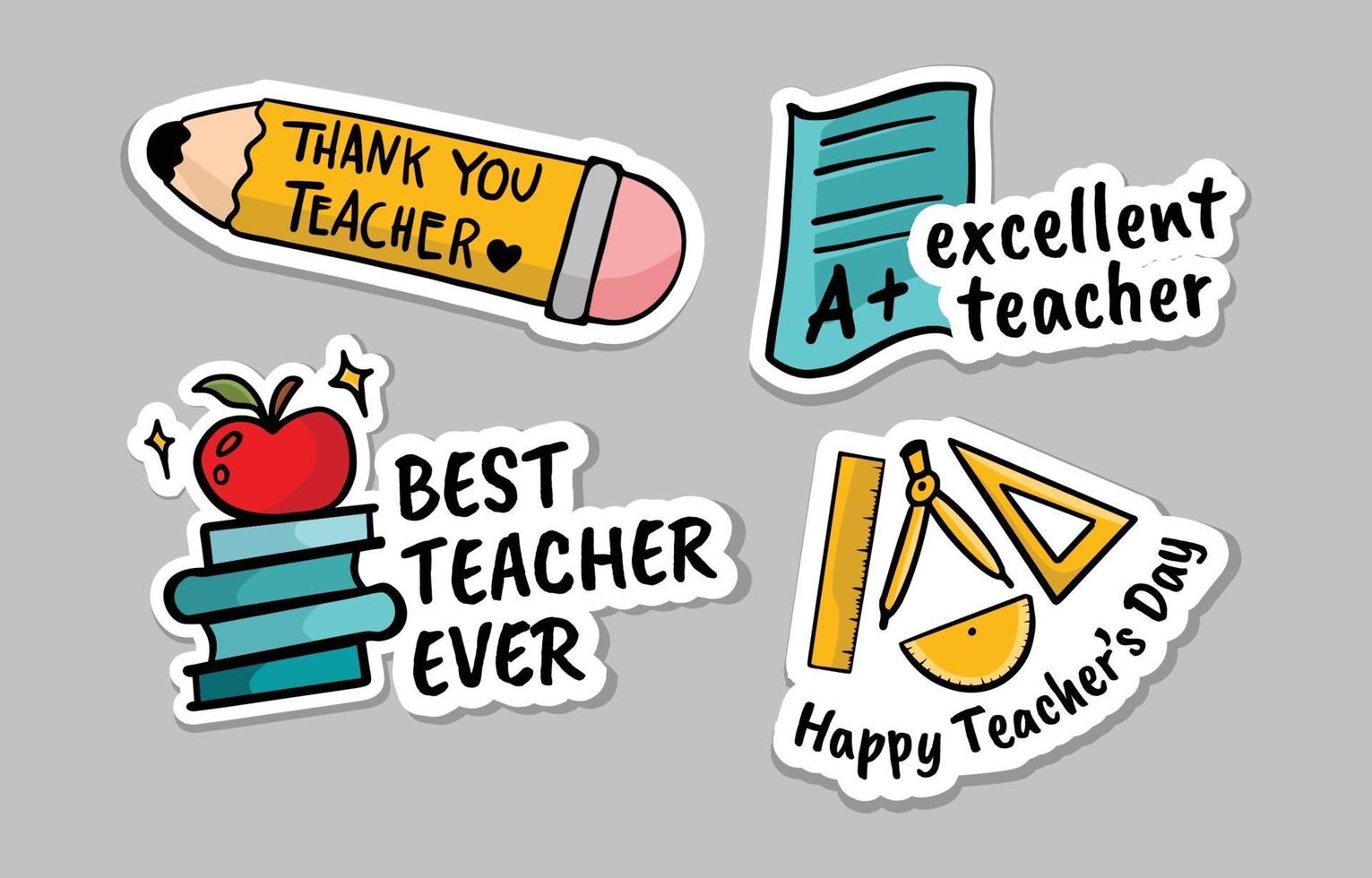 Happy Teacher Day Sticker vektor