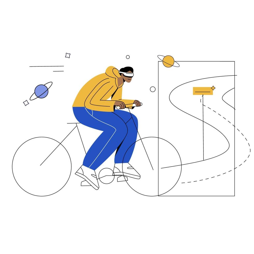 cykel med vr platt illustration vektor