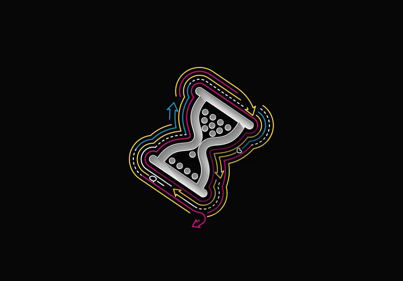 Sanduhr-Maussymbol mit abstraktem, flachem, buntem Linienmuster vektor