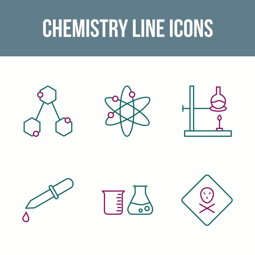 einzigartige Chemielinie Vektor Icon Set