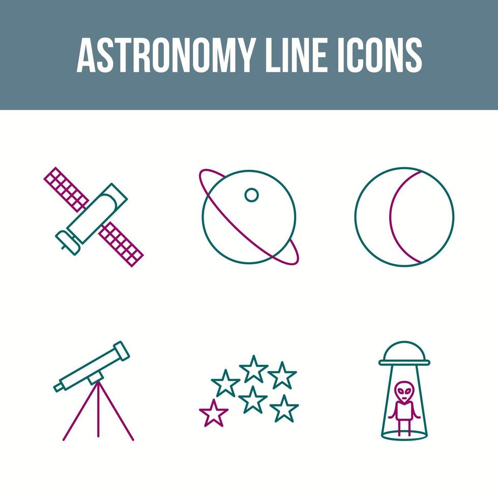 einzigartiger Astronomie-Linien-Vektor-Icon-Set vektor