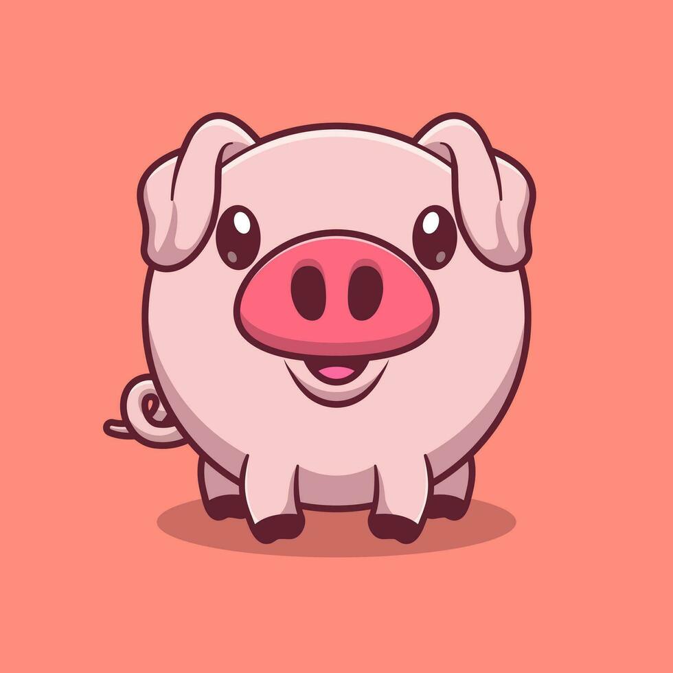 süß runden Baby Schwein Karikatur Vektor Symbol Illustration Tier Natur Symbol Konzept isoliert eben