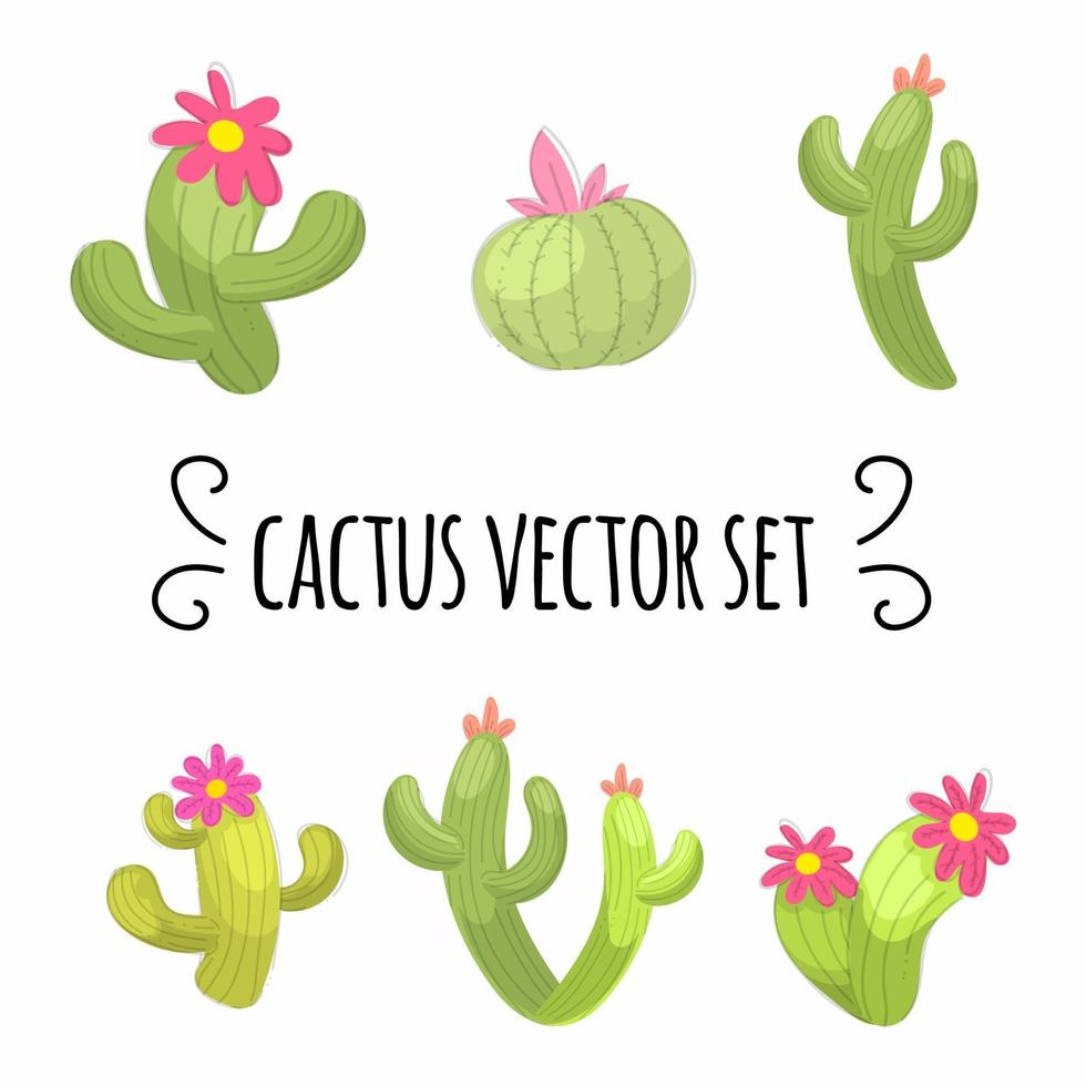 tecknad kaktus vektor illustration set