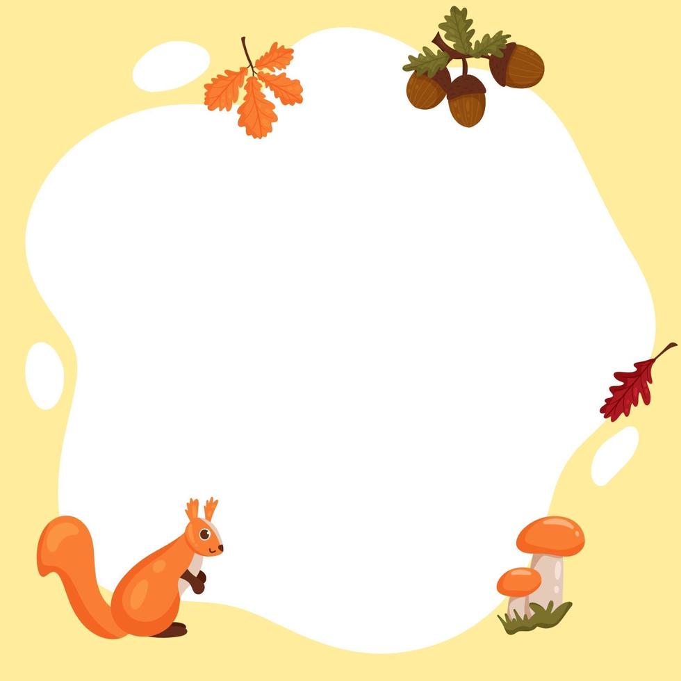 Eichhörnchen. Vektorrahmen in Form eines Flecks mit Elementen des Herbstes vektor