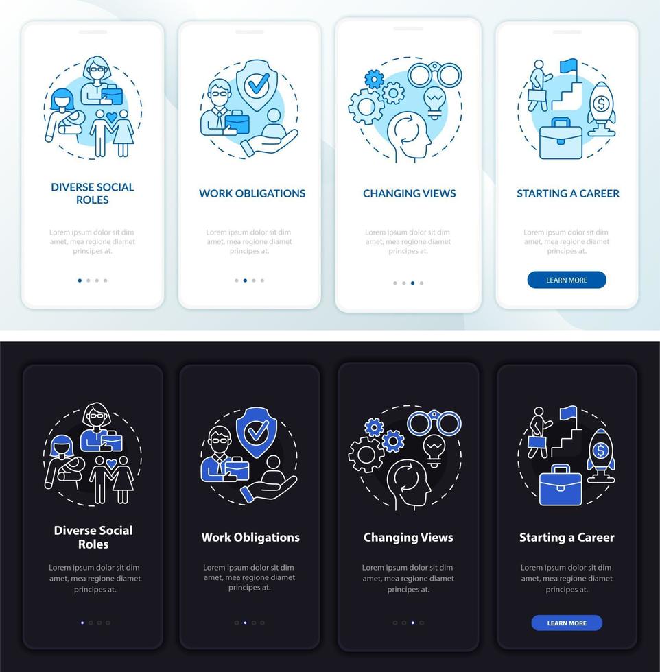 Beginn einer Karriere Onboarding mobiler App-Seitenbildschirm vektor