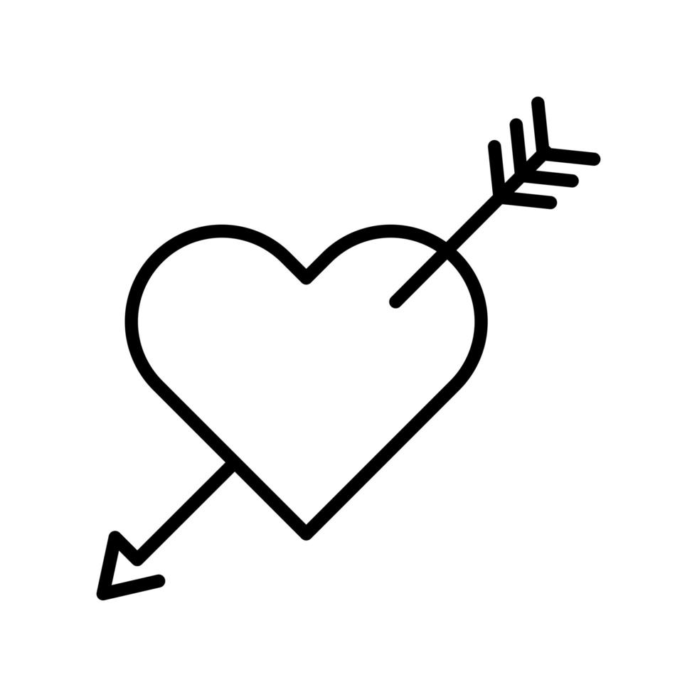 süßes Herz mit isoliertem Symbol im Pfeillinienstil vektor