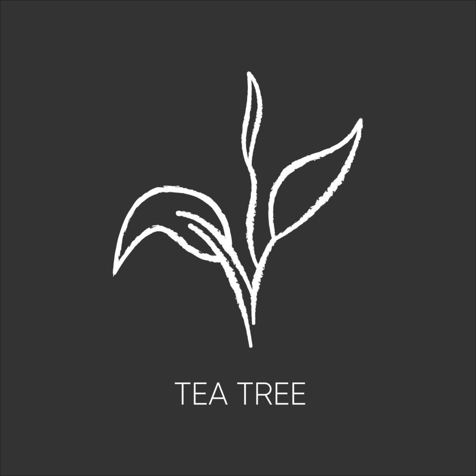 tea tree krita vit ikon på svart bakgrund vektor