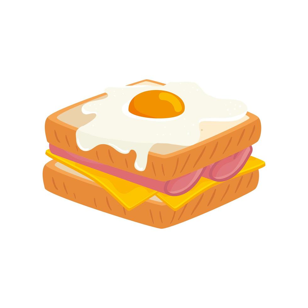 leckeres Sandwich mit gebratenem Ei isoliert Symbol vektor
