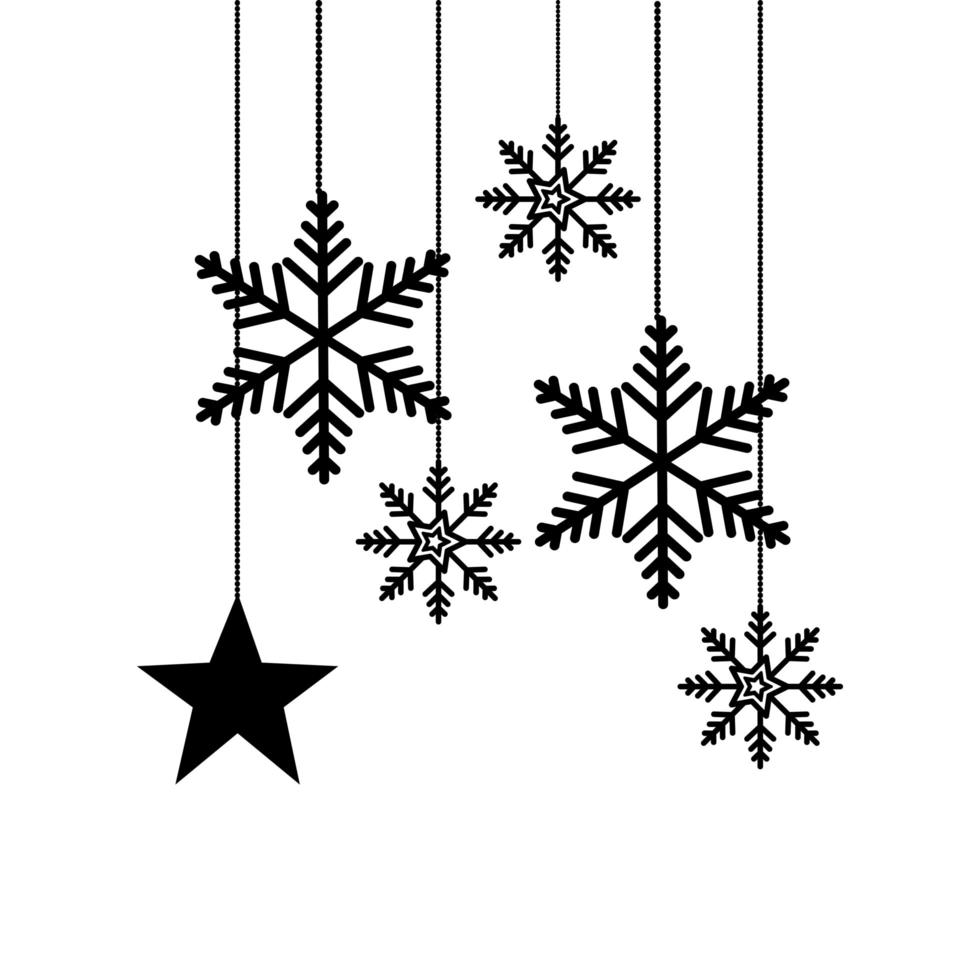 Schneeflocken Weihnachten hängen isolierte Symbol vektor