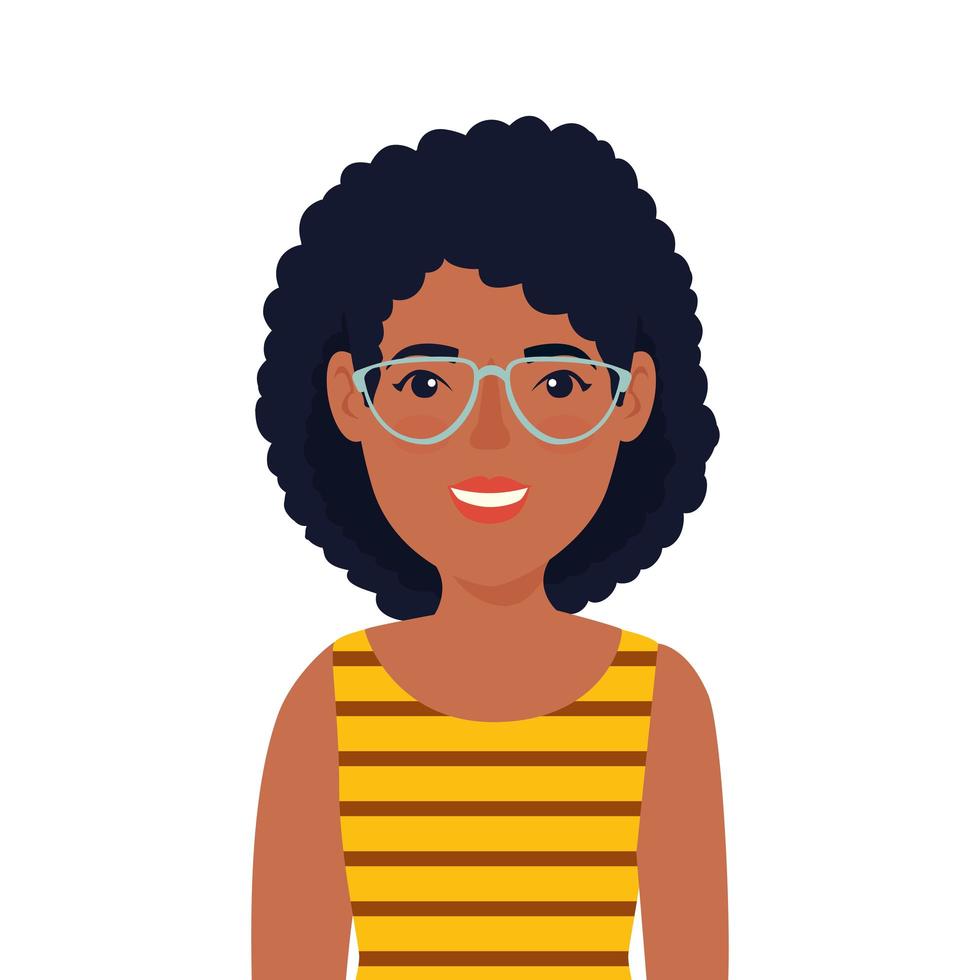 schöne Frau Afro mit Brille Avatar-Charakter-Symbol vektor