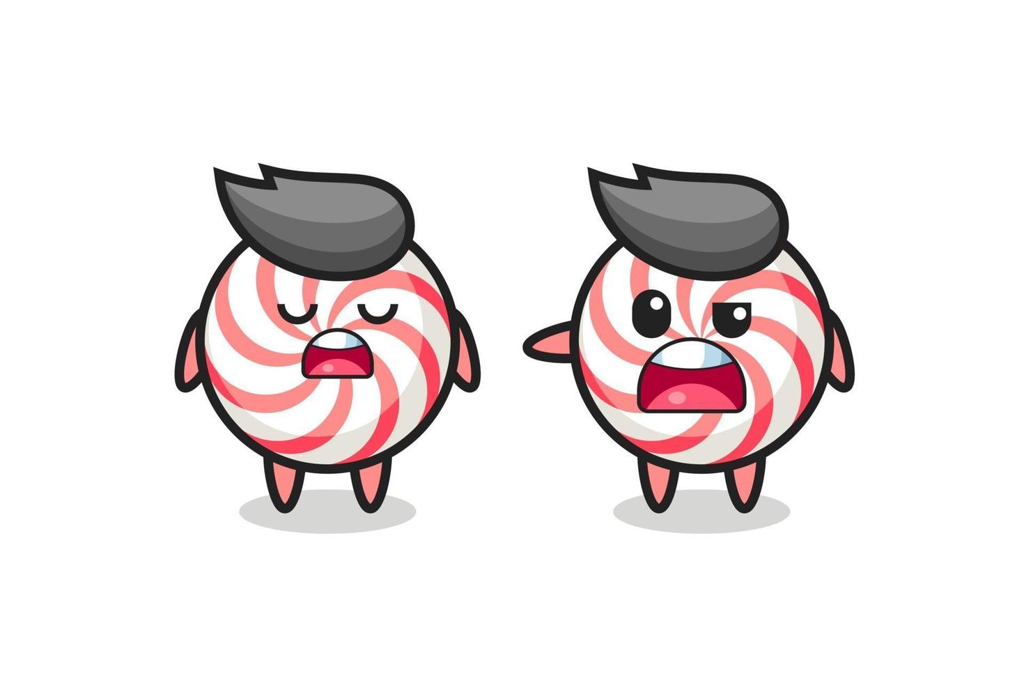 Illustration des Streits zwischen zwei süßen Süßigkeitenfiguren vektor