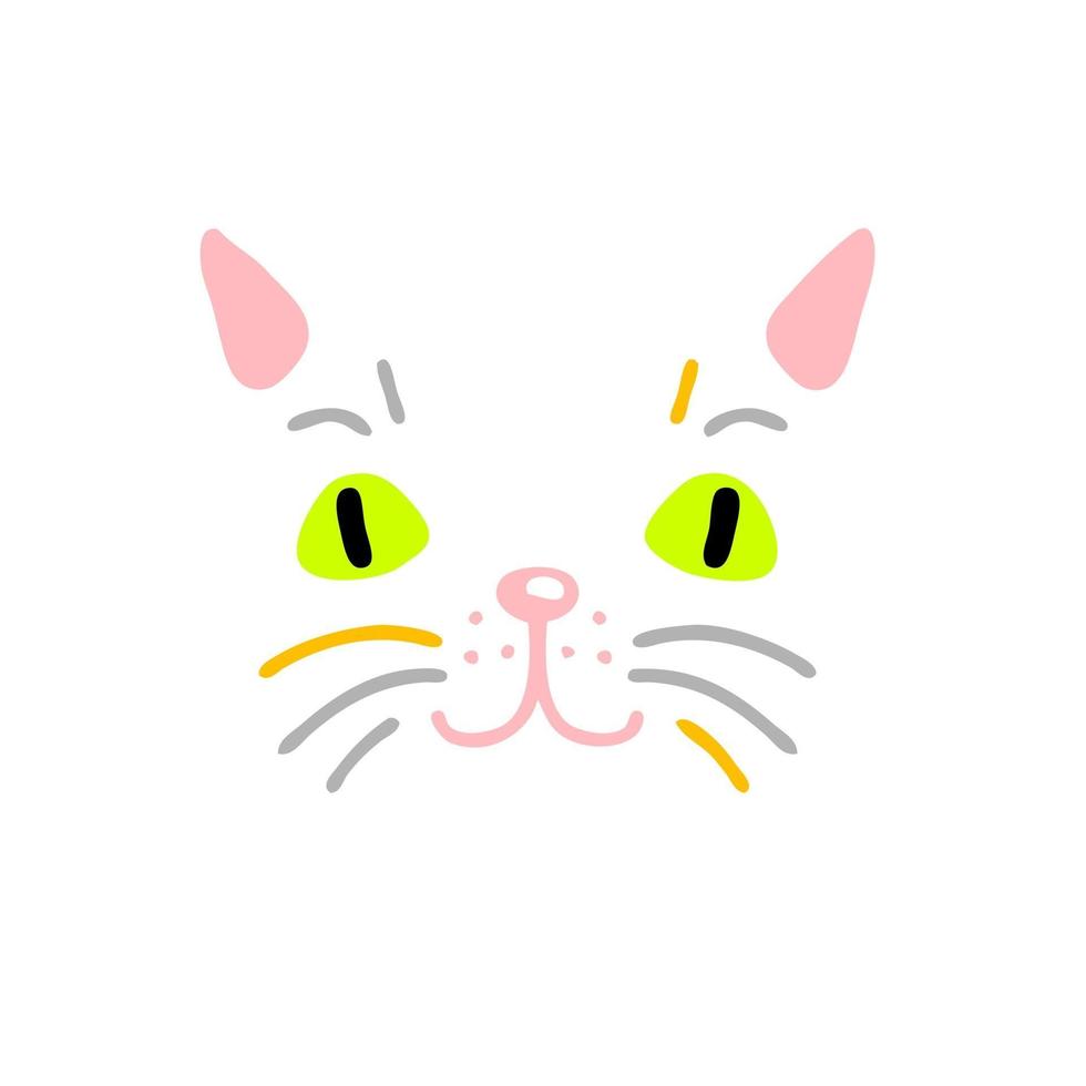 handritad vektor katt ansikte illustration.