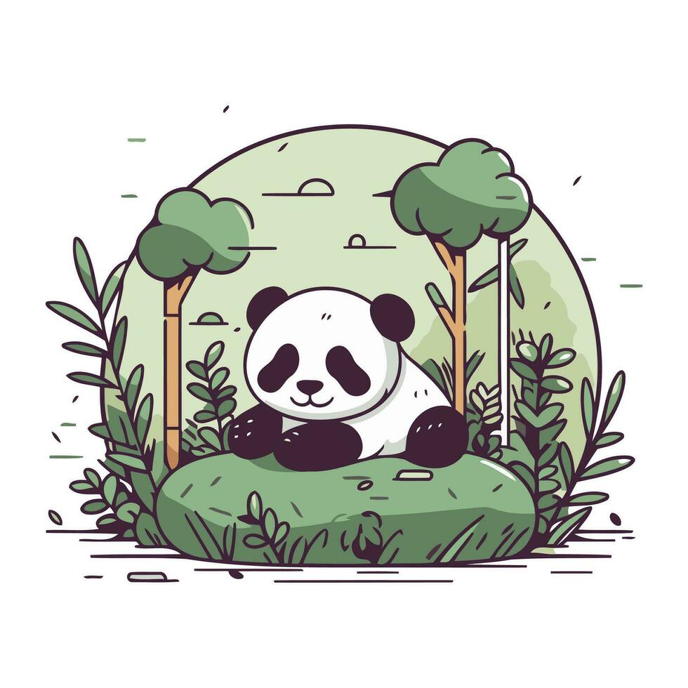 süß Panda Bär im das Landschaft Vektor Illustration Grafik Design Vektor Illustration Grafik Design