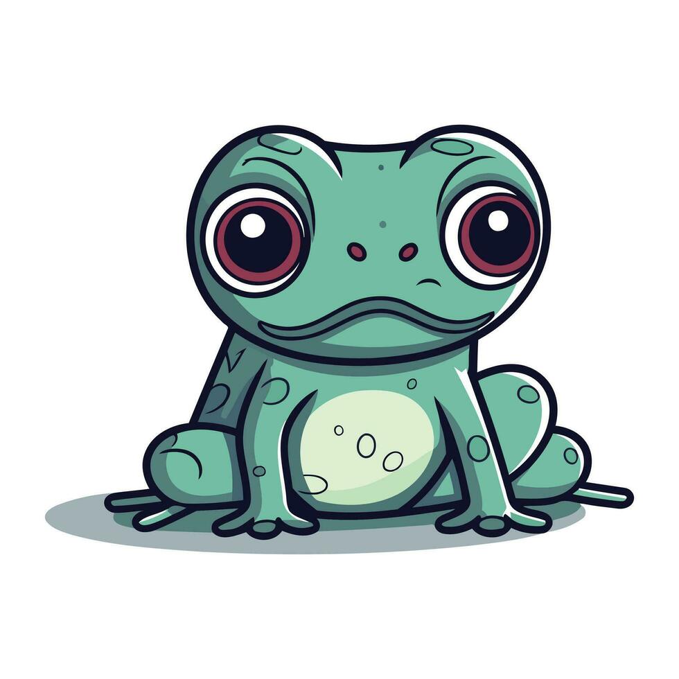 süß Karikatur Frosch. Vektor Illustration isoliert auf ein Weiß Hintergrund.