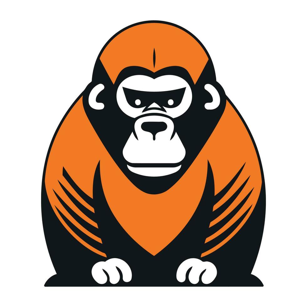 Schimpanse Vektor Illustration isoliert auf Weiß Hintergrund. schwarz und Orange Affe Symbol.