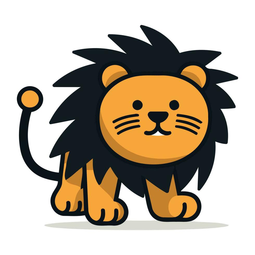 lejon tecknad serie ikon. söt djur- karaktär. vektor illustration.