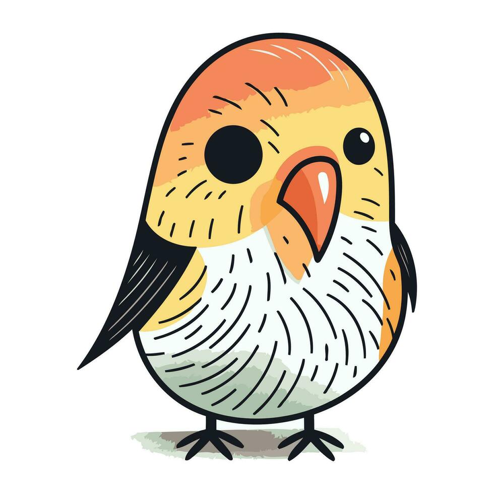 färgrik vektor illustration av en söt liten fågel på en vit bakgrund